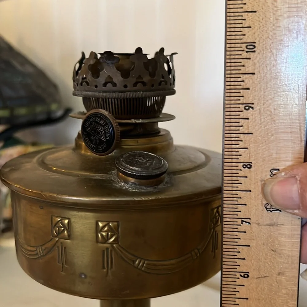 Antique German Brass Oil lamp marked Made in Germany with brand